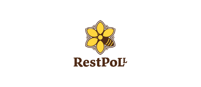 restpoll logo - bee as petal on yellow flower