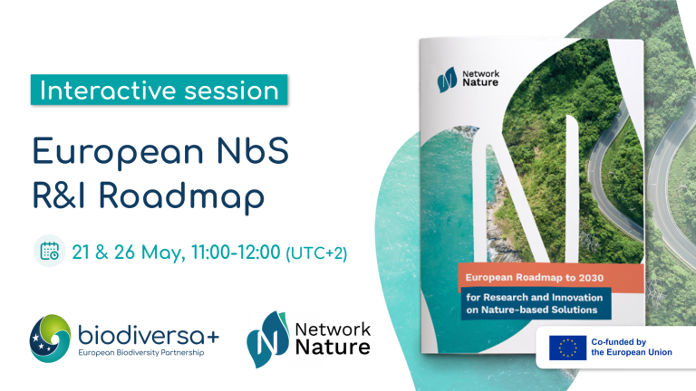 Image presenting the European NbS R&I Roadmap, with the dates of the interactive sessions