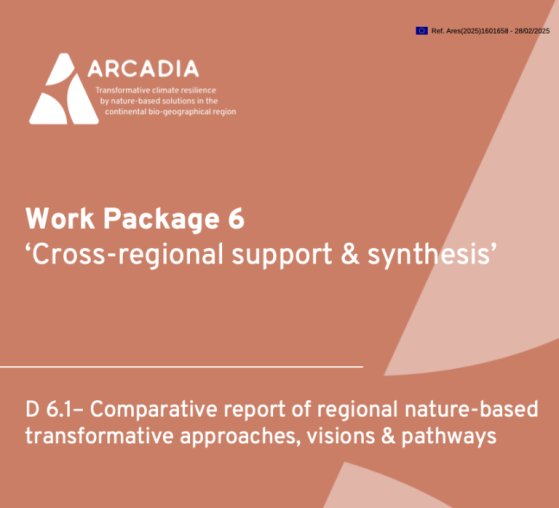 ARCADIA D6.1: Comparative report of regional nature-based transformative approaches, visions & pathways for transformative climate resilience report cover