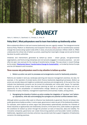 Policy Brief | What policymakers need to learn from bottom-up biodiversity action