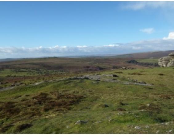 View of open uplands of Dartmoor. 