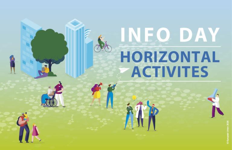 INFO DAY Horizontal Activities graphic with images of scientists and citizens in nature