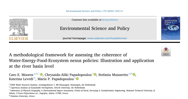 report cover A methodological framework for assessing the coherence of Water-Energy-Food-Ecosystem nexus policies: Illustration and application at the river basin level