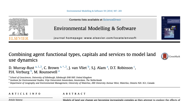 Combining agent functional types, capitals and services to model land use dynamics