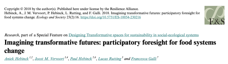Imagining transformative futures: participatory foresight for food systems change report cover