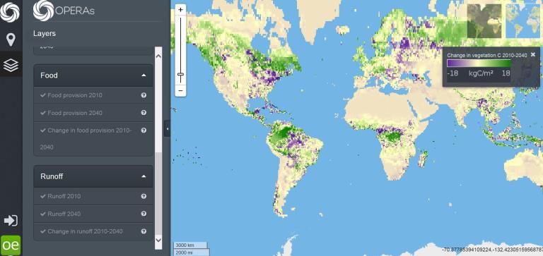 A screenshot of a world map with the OPERAs logo in the side bar on the left.