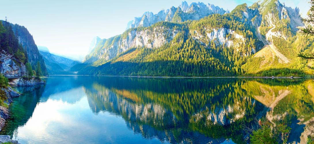 Lake with mountain summit behind