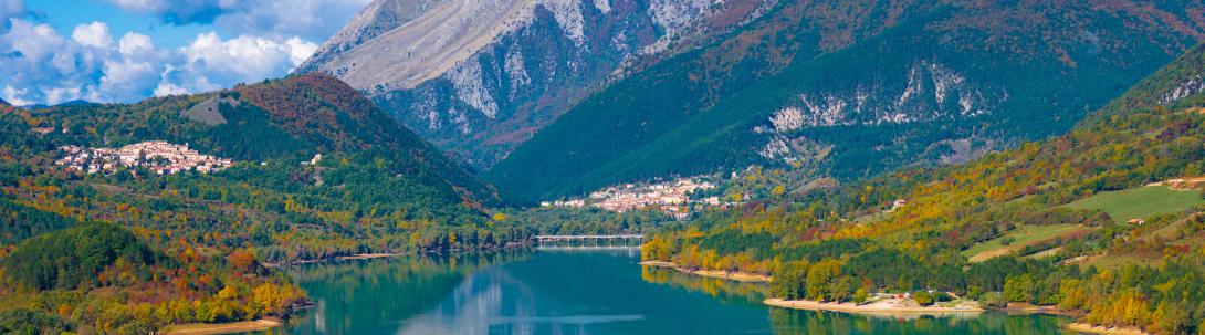 Abruzzo National Park with lake and mountains